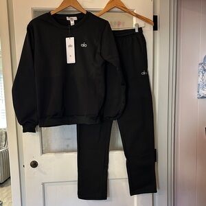 ALO Yoga (Dupe) Black Crewneck Sweatshirt Set
